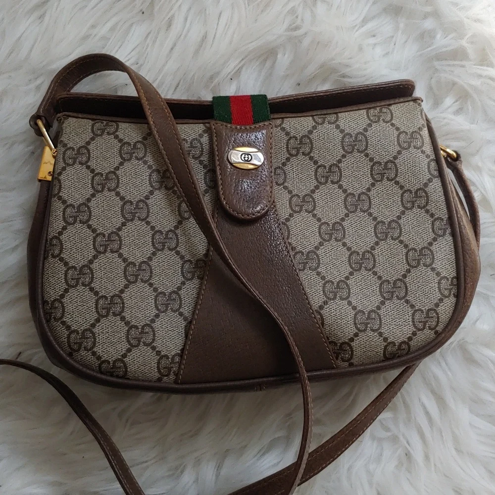 Authentic Vintage Gucci GG Monogram Supreme Sherry Web Ophidia Crossbody Bag - Picture 2 of 9